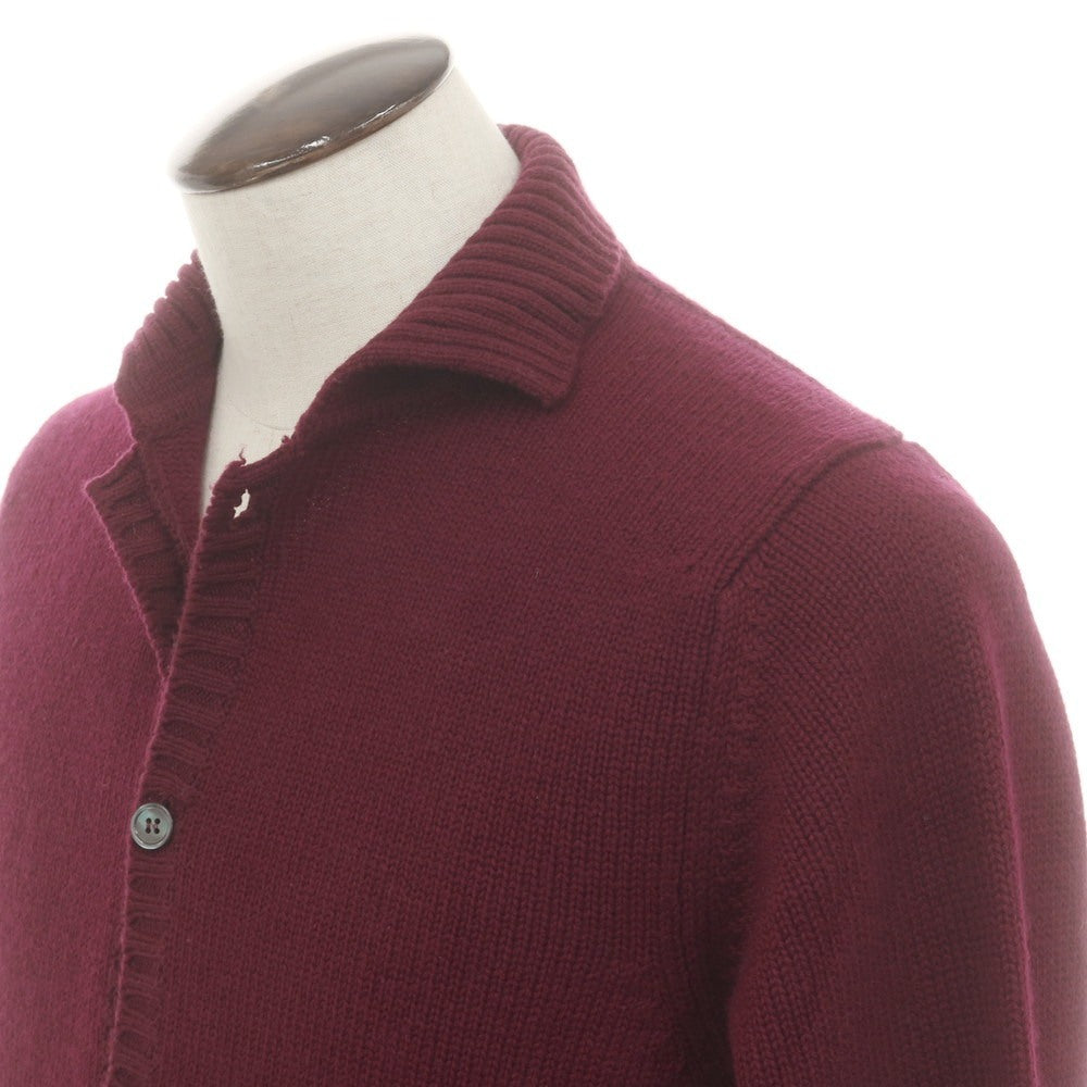 【中古】ロキャロン LOCHCARRON TIE YOUR TIE別注 ミドルゲージ カシミヤ カーディガン ワイン系【 44 】【 状態ランクB 】【 メンズ 】