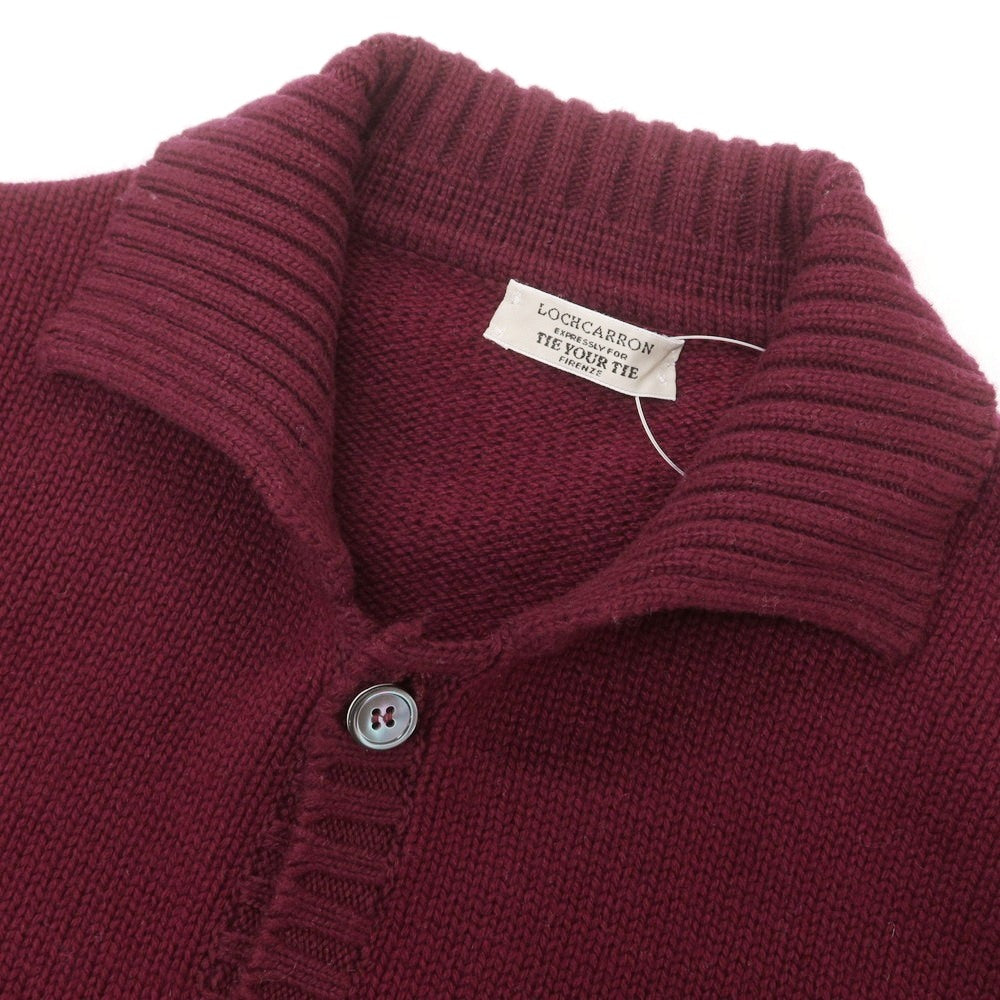 【中古】ロキャロン LOCHCARRON TIE YOUR TIE別注 ミドルゲージ カシミヤ カーディガン ワイン系【 44 】【 状態ランクB 】【 メンズ 】