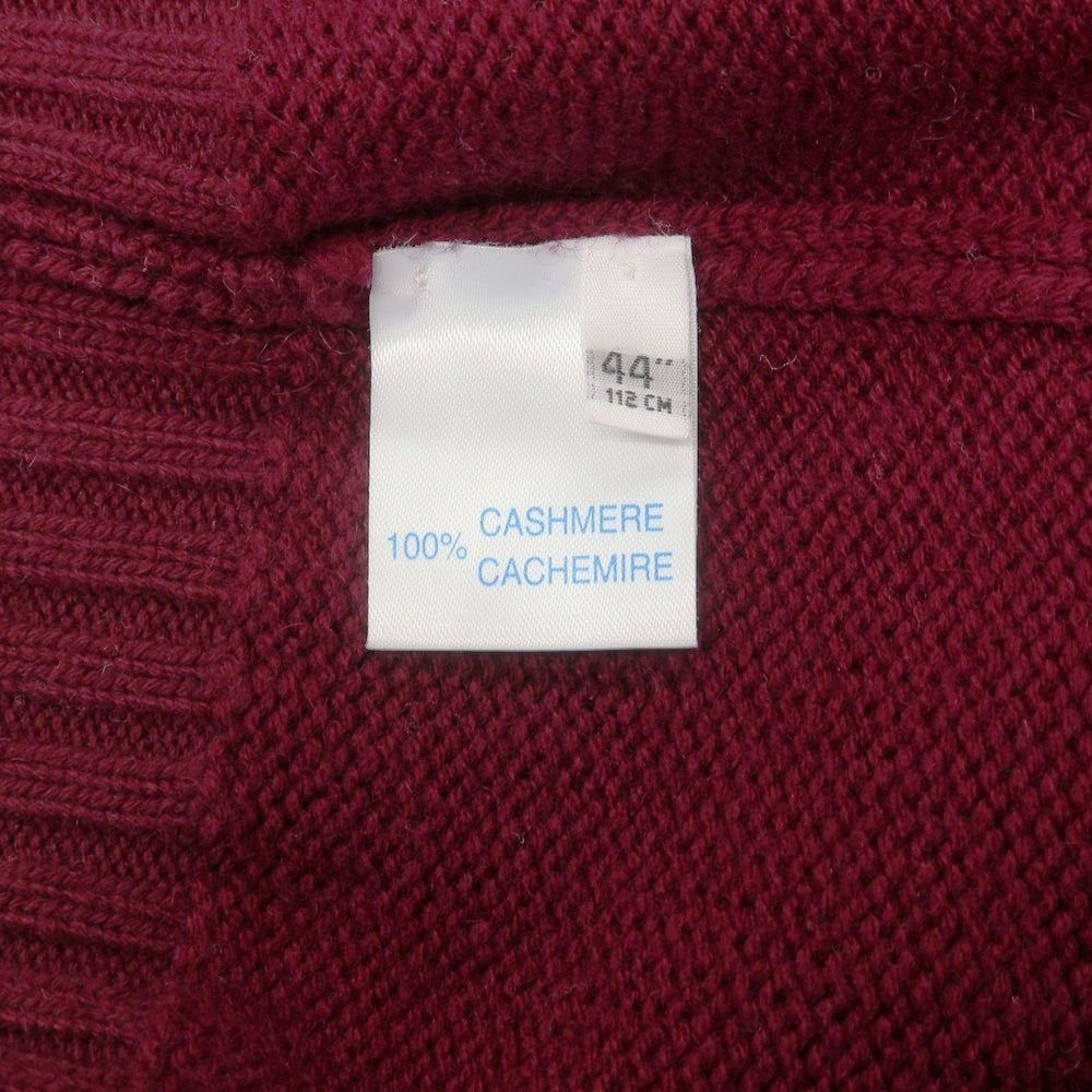 【中古】ロキャロン LOCHCARRON TIE YOUR TIE別注 ミドルゲージ カシミヤ カーディガン ワイン系【 44 】【 状態ランクB 】【 メンズ 】