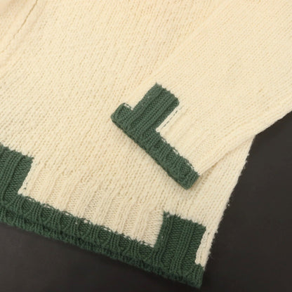 【中古】クルチアーニ CRUCIANI ウールアルパカカシミヤ スタンドカラー ダブルジップ カーディガン アイボリーxグリーン【 48 】【 状態ランクB 】【 メンズ 】