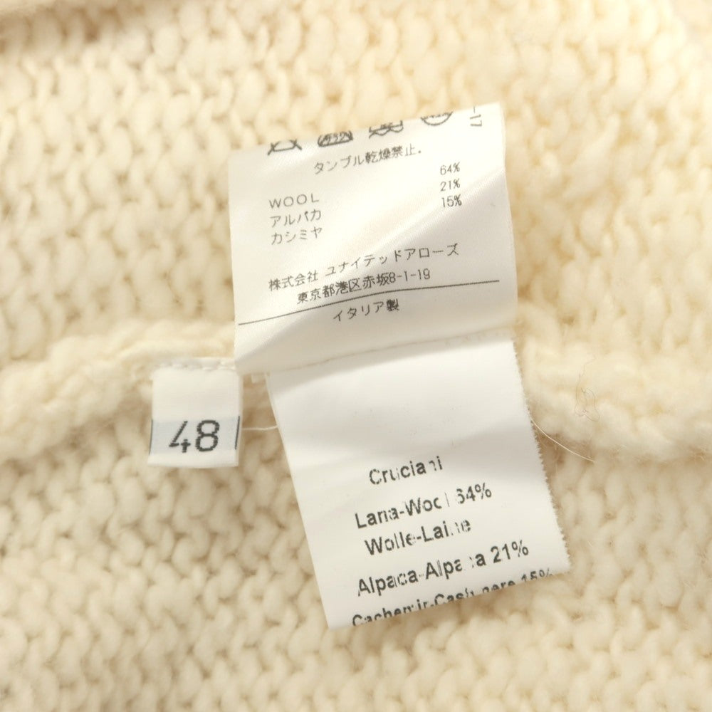 【中古】クルチアーニ CRUCIANI ウールアルパカカシミヤ スタンドカラー ダブルジップ カーディガン アイボリーxグリーン【 48 】【 状態ランクB 】【 メンズ 】