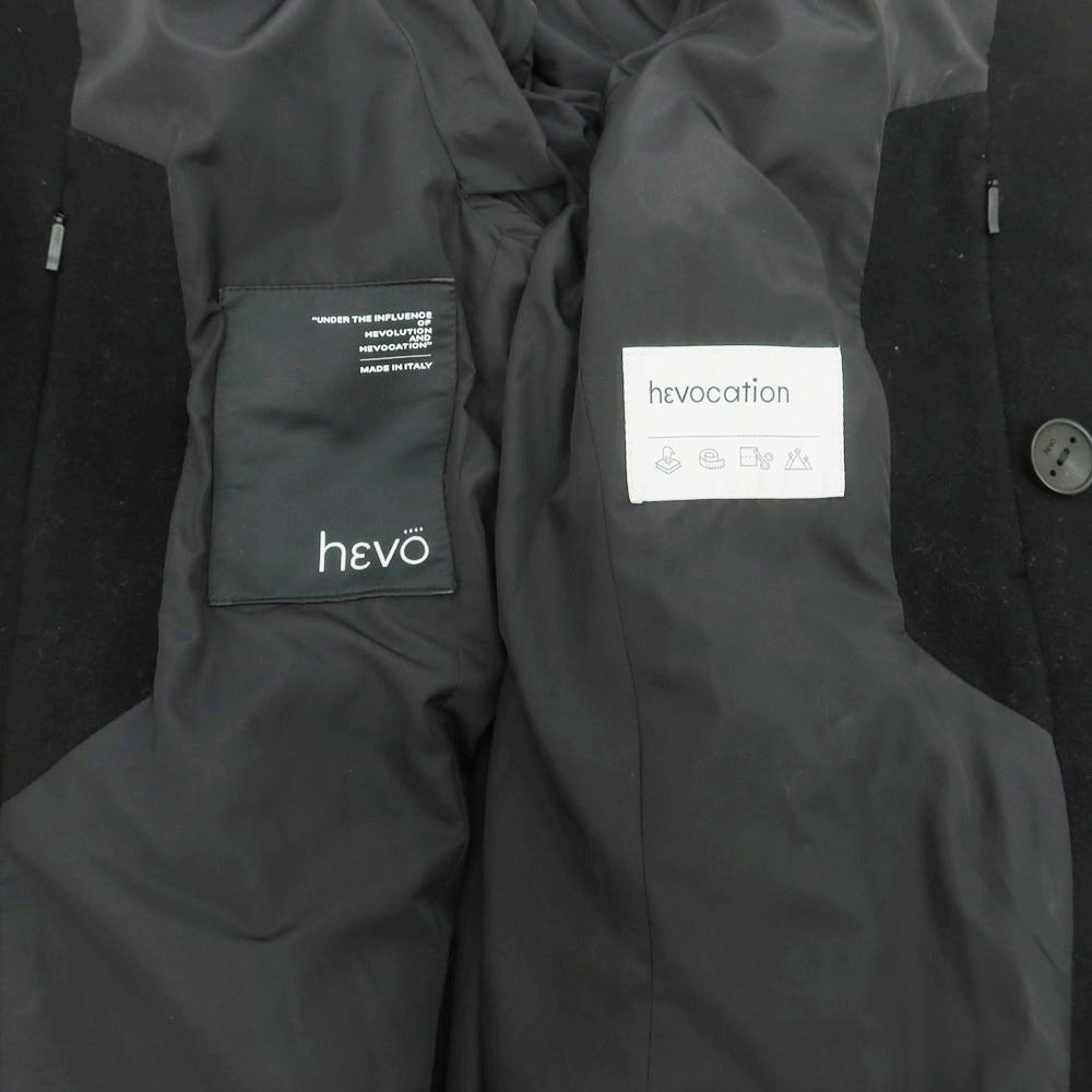 【中古】イーヴォ Hevo ウールナイロン ダブルブレストコート ブラック【サイズ54】【 状態ランクB 】【 メンズ 】[DPD]