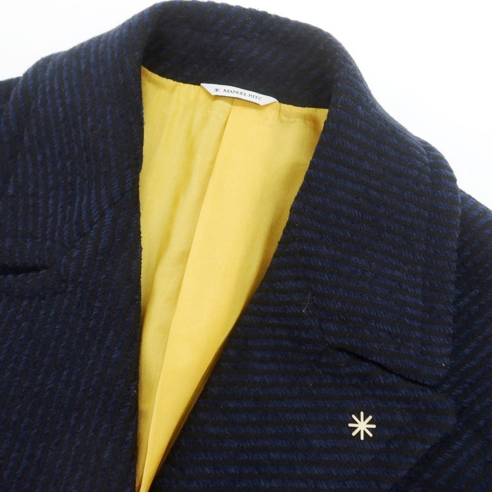 【中古】マニュエル リッツ MANUEL RITZ ウールアクリル チェスターフィールドコート ネイビーxブラック【 52 】【 状態ランクB 】【 メンズ 】