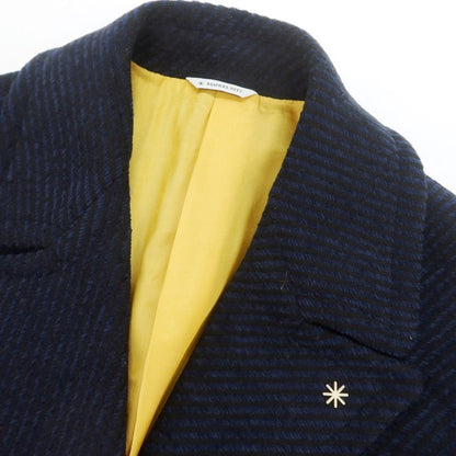 【中古】マニュエル リッツ MANUEL RITZ ウールアクリル チェスターフィールドコート ネイビーxブラック【 52 】【 状態ランクB 】【 メンズ 】