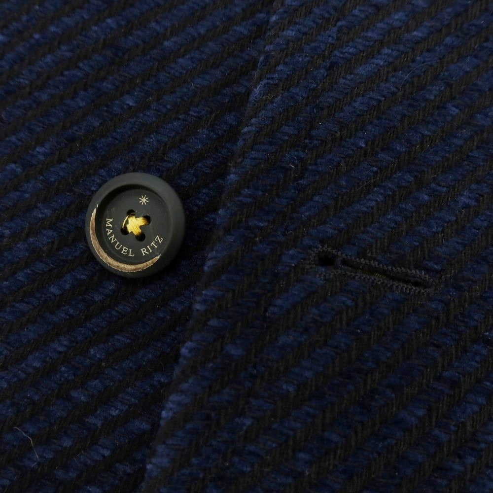【中古】マニュエル リッツ MANUEL RITZ ウールアクリル チェスターフィールドコート ネイビーxブラック【 52 】【 状態ランクB 】【 メンズ 】