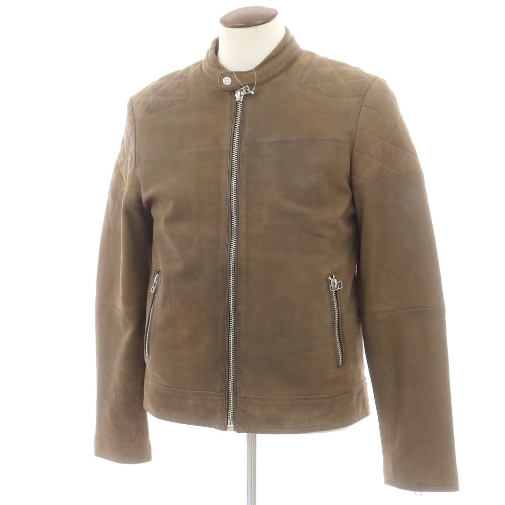 【中古】グースクラフト goosecraft ラムレザー シングルライダースジャケット オリーブカーキ系【 XL 】【 状態ランクC 】【 メンズ 】