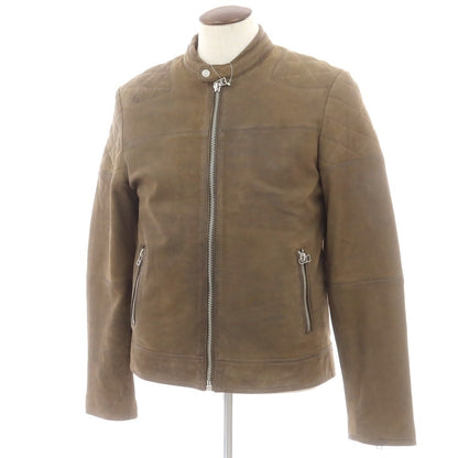 【中古】グースクラフト goosecraft ラムレザー シングルライダースジャケット オリーブカーキ系【 XL 】【 状態ランクC 】【 メンズ 】