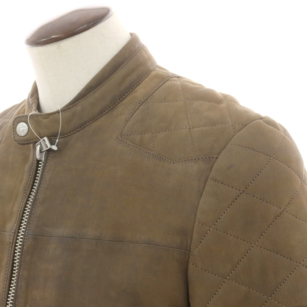 【中古】グースクラフト goosecraft ラムレザー シングルライダースジャケット オリーブカーキ系【 XL 】【 状態ランクC 】【 メンズ 】