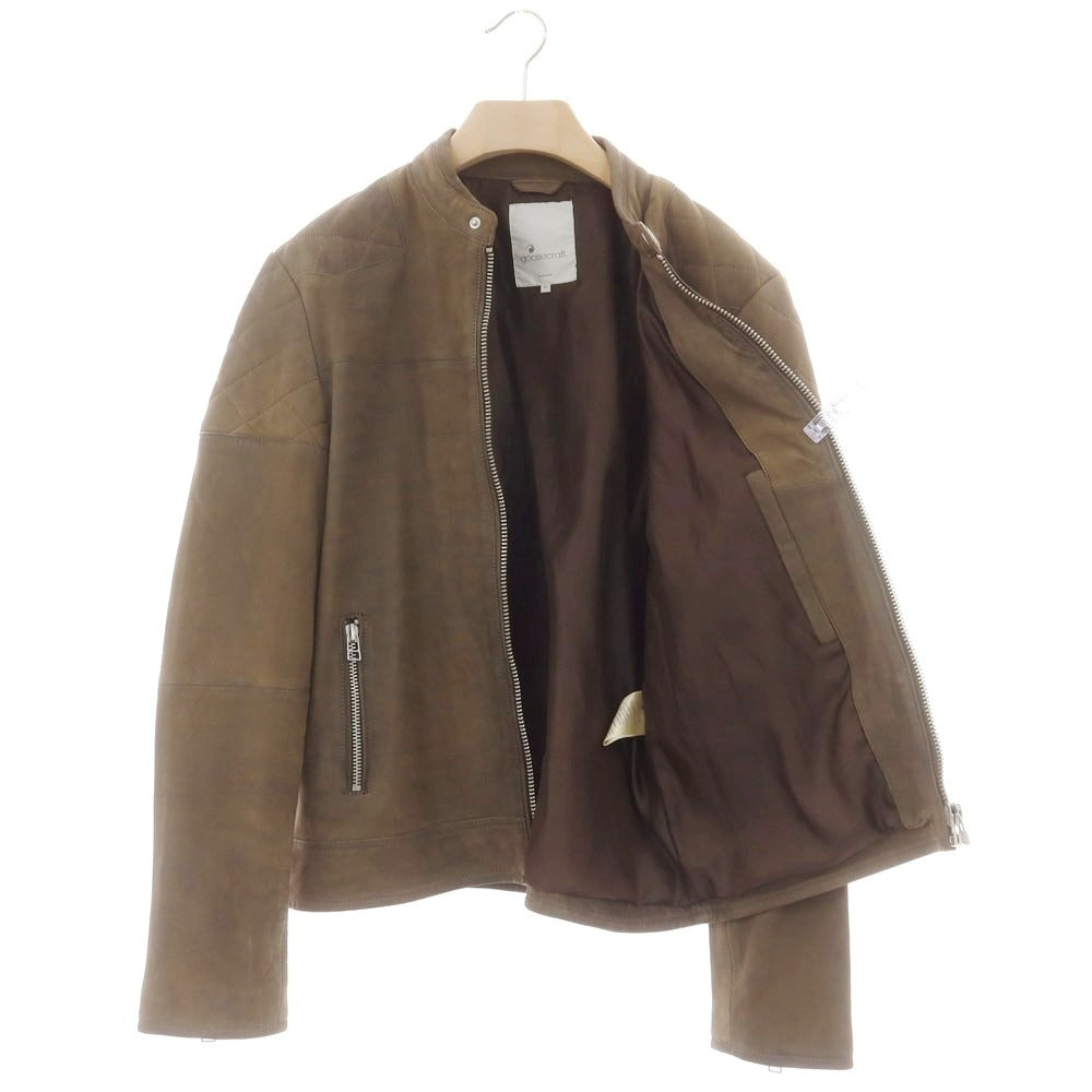 【中古】グースクラフト goosecraft ラムレザー シングルライダースジャケット オリーブカーキ系【 XL 】【 状態ランクC 】【 メンズ 】
