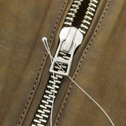 【中古】グースクラフト goosecraft ラムレザー シングルライダースジャケット オリーブカーキ系【 XL 】【 状態ランクC 】【 メンズ 】