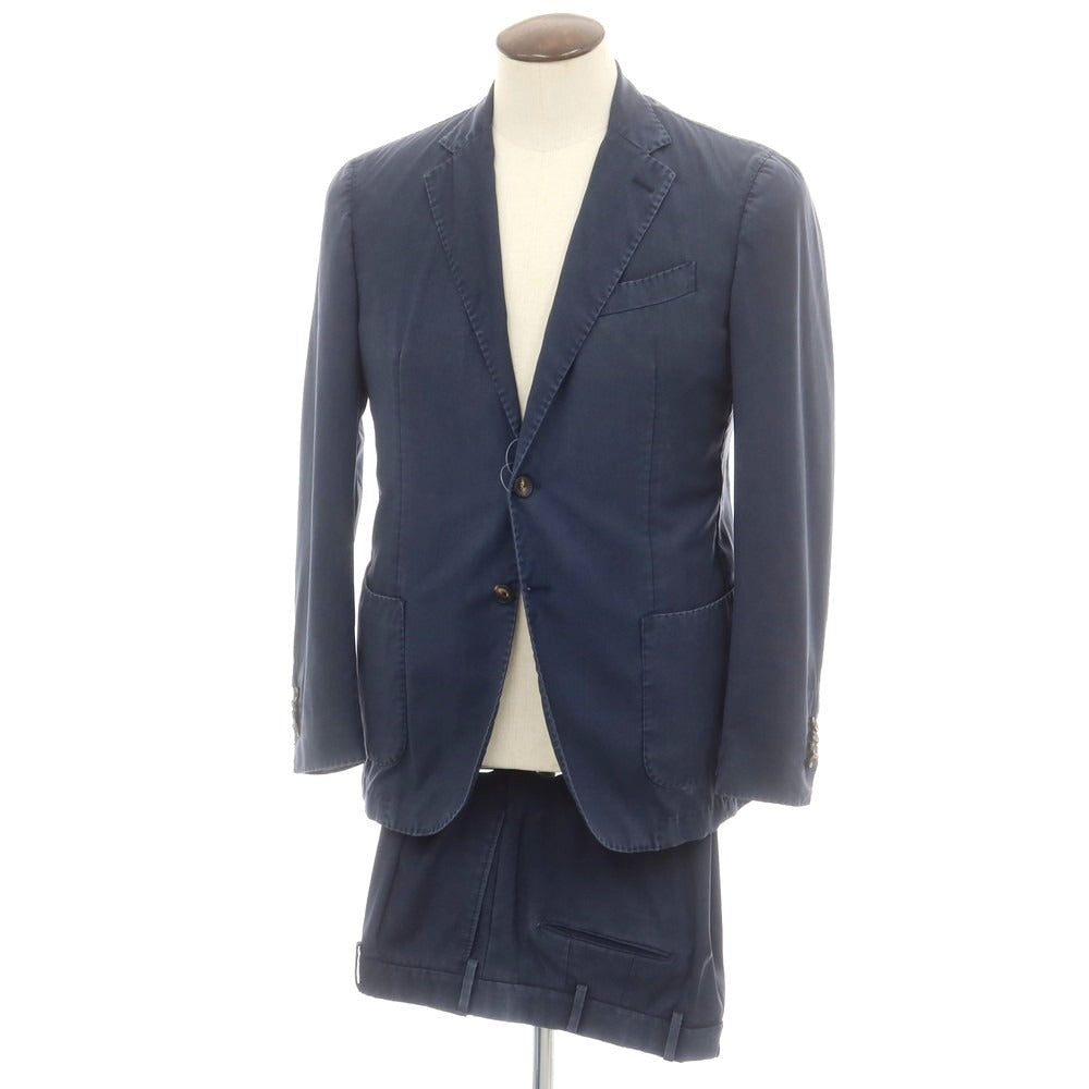 【中古】サンタニエッロ SANTANIELLO ウォッシュウール 2つボタンスーツ ネイビー【 52 】【 状態ランクD 】【 メンズ 】