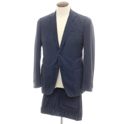 【中古】サンタニエッロ SANTANIELLO ウォッシュウール 2つボタンスーツ ネイビー【 52 】【 状態ランクD 】【 メンズ 】