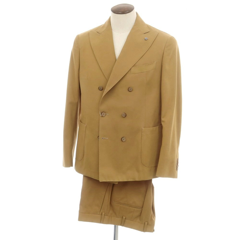 【中古】サンタニエッロ SANTANIELLO コットンカシミヤ ダブルスーツ キャメル【 52 】【 状態ランクD 】【 メンズ 】