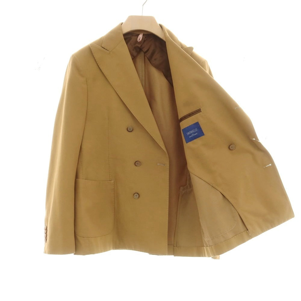 【中古】サンタニエッロ SANTANIELLO コットンカシミヤ ダブルスーツ キャメル【 52 】【 状態ランクD 】【 メンズ 】