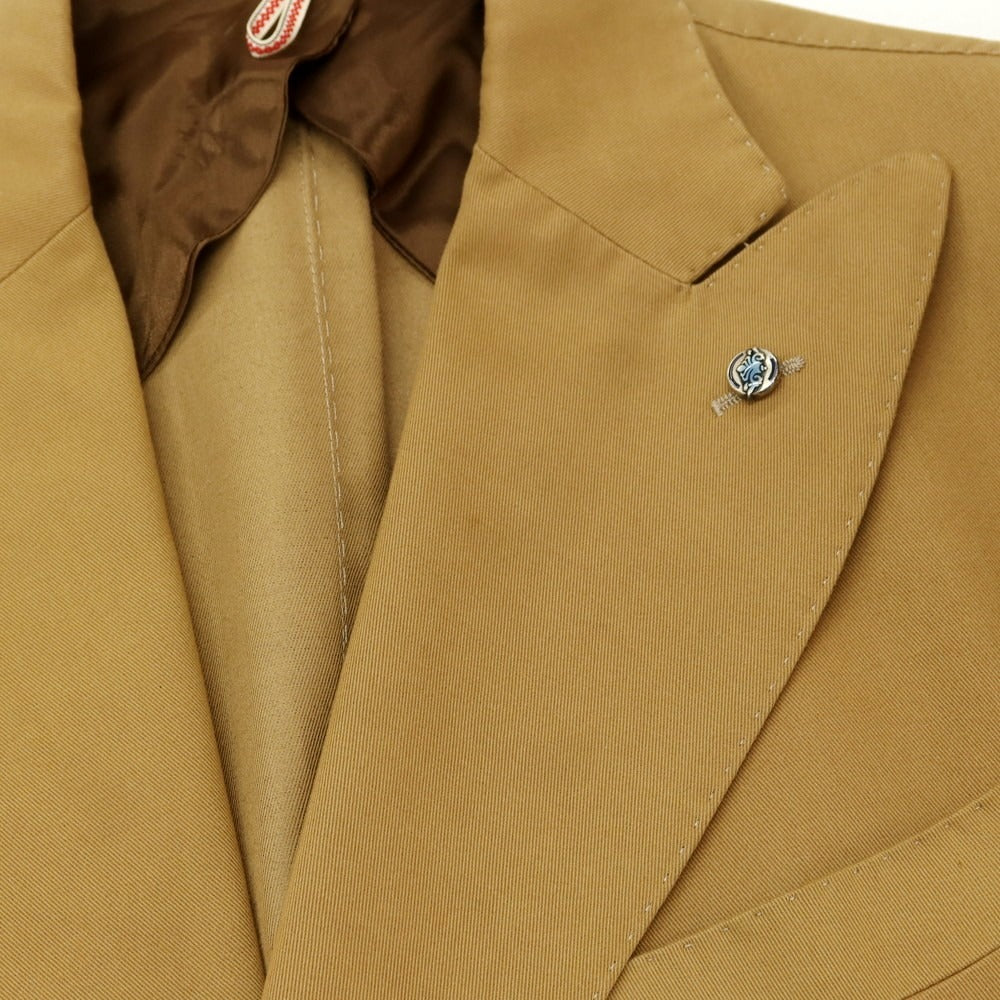 【中古】サンタニエッロ SANTANIELLO コットンカシミヤ ダブルスーツ キャメル【 52 】【 状態ランクD 】【 メンズ 】