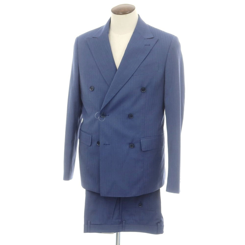 【中古】ハーマンアンドサンズ HERMAN &amp; SONS ポリエステルレーヨン ダブルスーツ ブルー【 52 Drop7 】【 状態ランクA 】【 メンズ 】[CPD]
