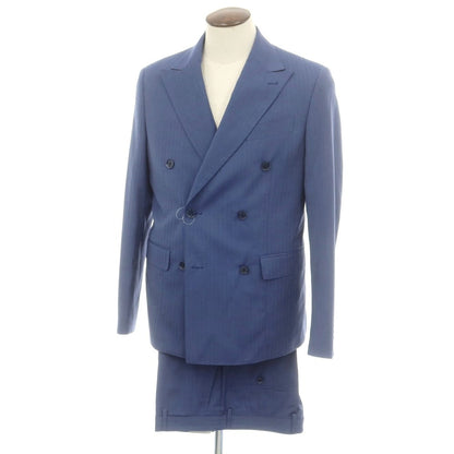 【中古】ハーマンアンドサンズ HERMAN &amp; SONS ポリエステルレーヨン ダブルスーツ ブルー【 52 Drop7 】【 状態ランクA 】【 メンズ 】