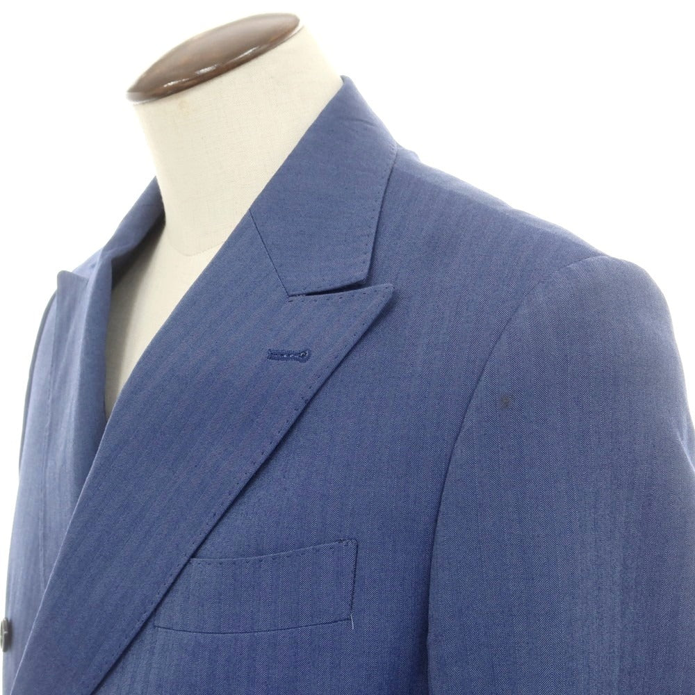 【中古】ハーマンアンドサンズ HERMAN &amp; SONS ポリエステルレーヨン ダブルスーツ ブルー【 52 Drop7 】【 状態ランクA 】【 メンズ 】[CPD]