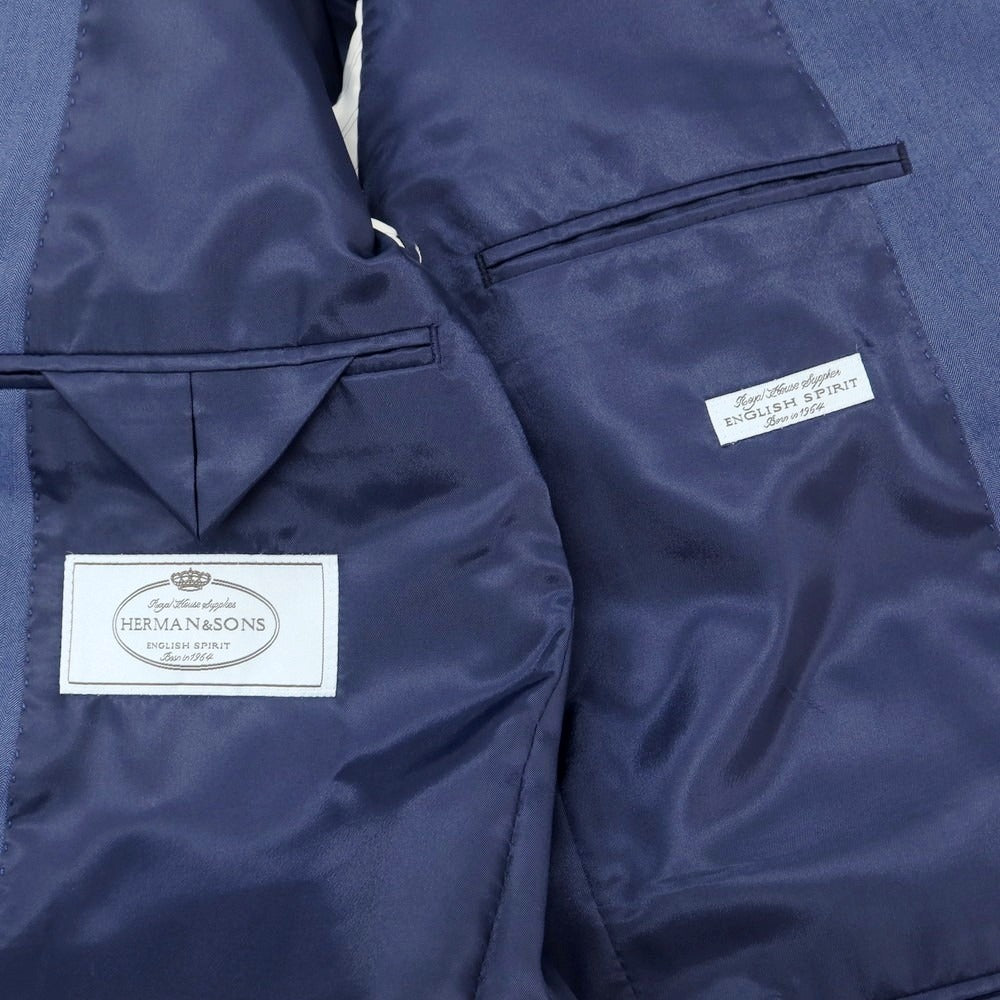 【中古】ハーマンアンドサンズ HERMAN &amp; SONS ポリエステルレーヨン ダブルスーツ ブルー【 52 Drop7 】【 状態ランクA 】【 メンズ 】[CPD]