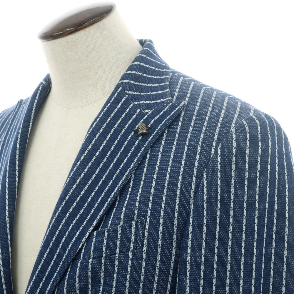 【中古】サルトリア ラトーレ SARTORIA LATORRE コットンリネンジャージー ストライプ ジャケット ネイビーxホワイト【 52 】【 状態ランクB 】【 メンズ 】