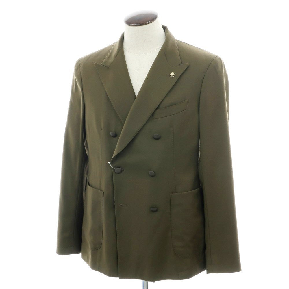 【中古】マニュエル リッツ MANUEL RITZ ストレッチウール ダブルジャケット オリーブ【 52 】【 状態ランクB 】【 メンズ 】