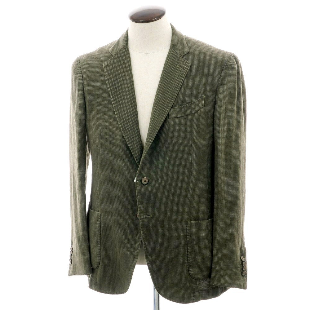 【中古】サンタニエッロ SANTANIELLO コットンラミーリネン ジャケット オリーブ【 52 】【 状態ランクC 】【 メンズ 】