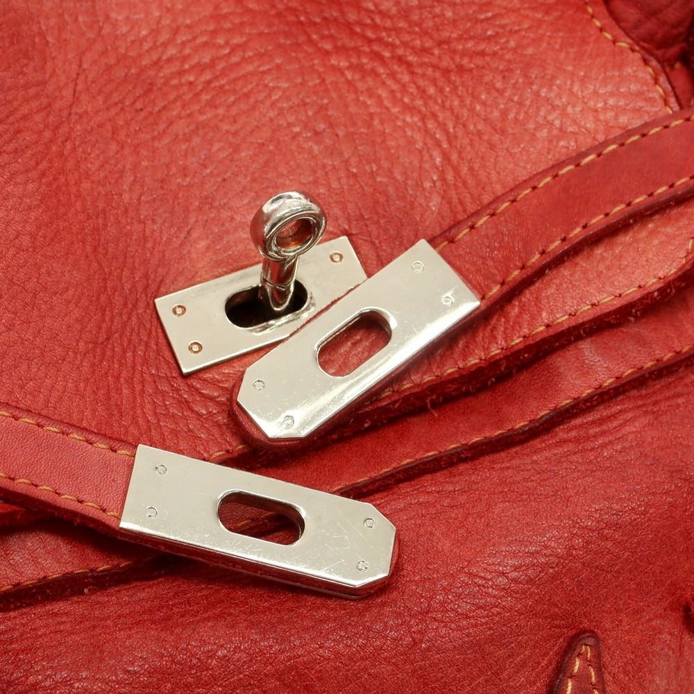 【中古】ダブルエルジーバイジョルジオブラット WLG by GIORGIO BRATO 加工レザー フラップトートバッグ レッド【 状態ランクC 】【 ユニセックス 】