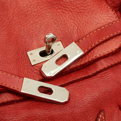 【中古】ダブルエルジーバイジョルジオブラット WLG by GIORGIO BRATO 加工レザー フラップトートバッグ レッド【 状態ランクC 】【 ユニセックス 】