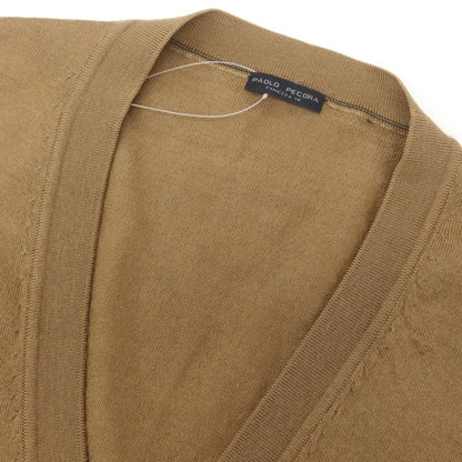 【中古】パオロ ペコラ PAOLO PECORA ハイゲージ ウール カーディガン ライトブラウン【 S 】【 状態ランクD 】【 メンズ 】