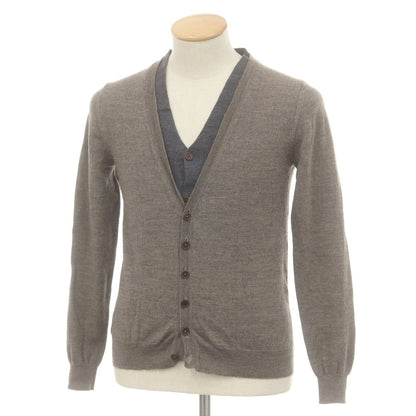 【中古】マッシモ レベッキ MASSIMO REBECCHI ウール レイヤード風 カーディガン ウォームグレー系【 48 】【 状態ランクC 】【 メンズ 】