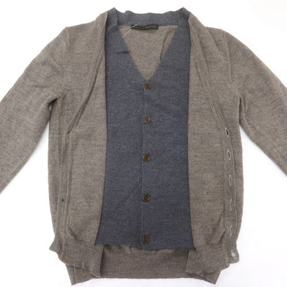 【中古】マッシモ レベッキ MASSIMO REBECCHI ウール レイヤード風 カーディガン ウォームグレー系【 48 】【 状態ランクC 】【 メンズ 】
