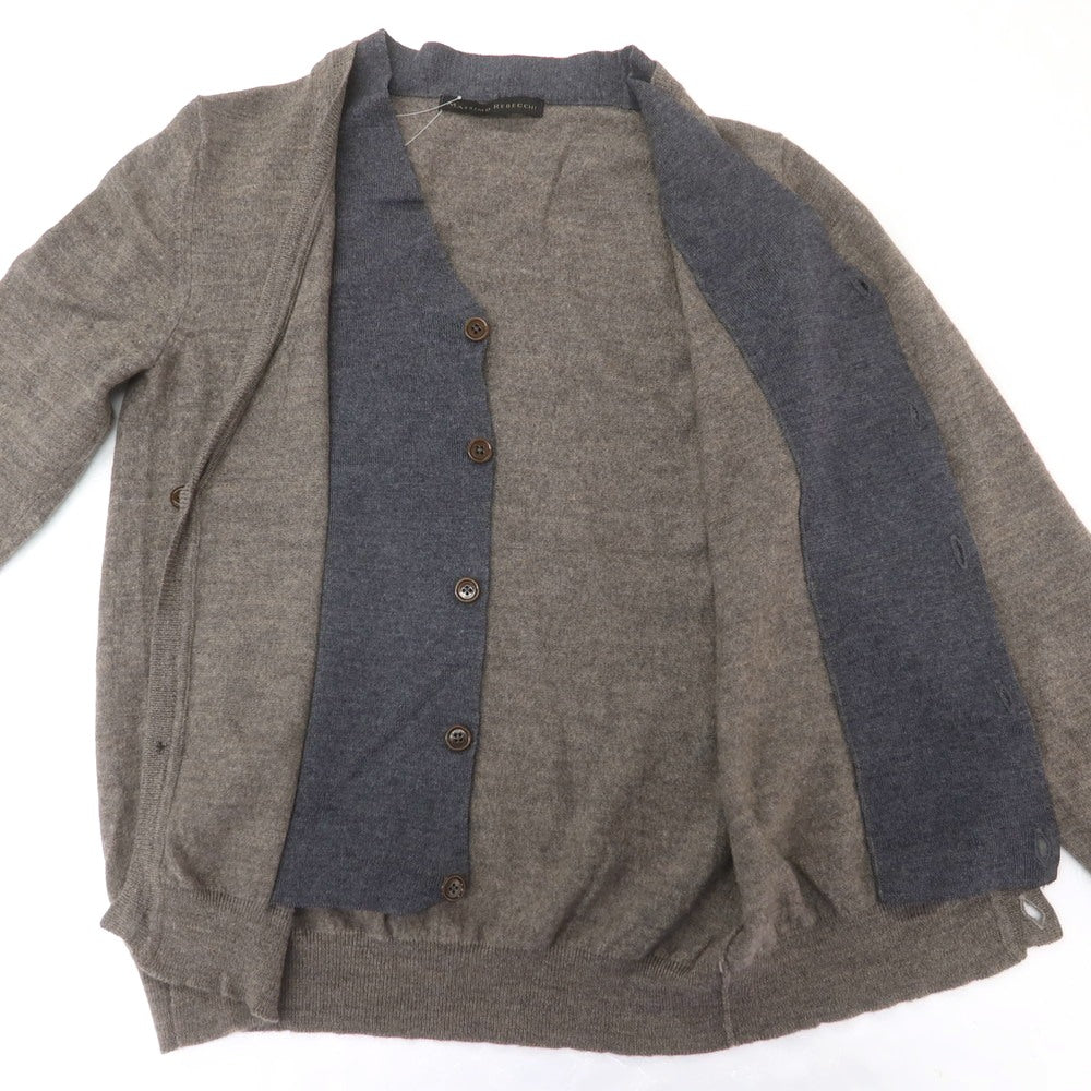 【中古】マッシモ レベッキ MASSIMO REBECCHI ウール レイヤード風 カーディガン ウォームグレー系【 48 】【 状態ランクC 】【 メンズ 】