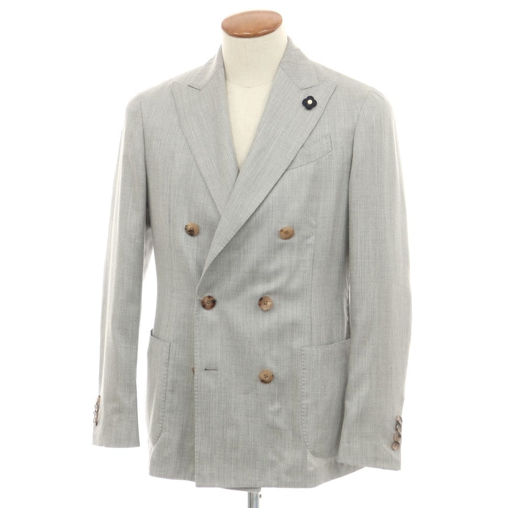 【中古】ラルディーニ LARDINI カシミヤウールシルク ダブル6B テーラードジャケット ライトグレー【 48 】【 状態ランクA 】【 メンズ 】