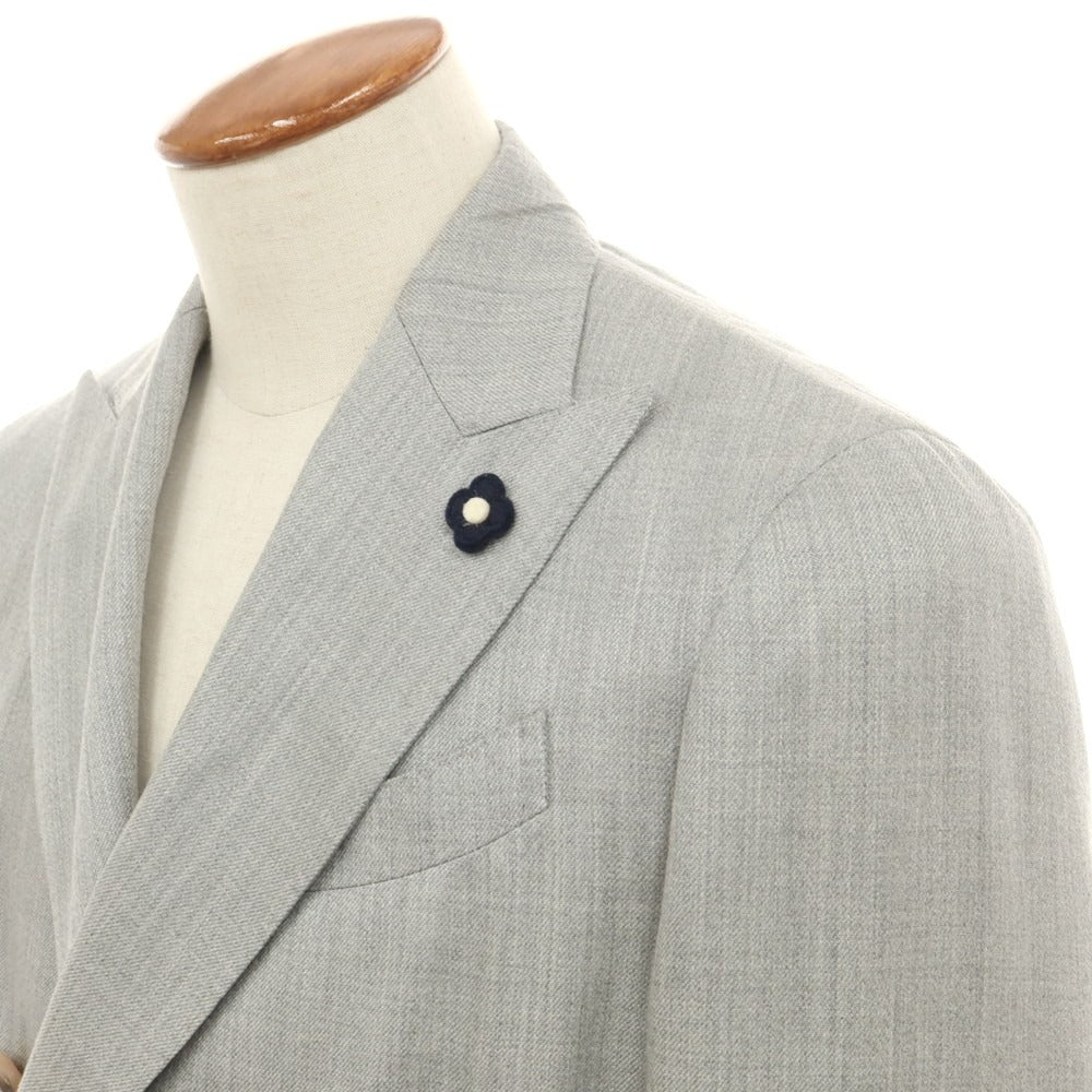 【中古】ラルディーニ LARDINI カシミヤウールシルク ダブル6B テーラードジャケット ライトグレー【 48 】【 状態ランクA 】【 メンズ 】