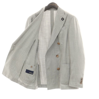 【中古】ラルディーニ LARDINI カシミヤウールシルク ダブル6B テーラードジャケット ライトグレー【 48 】【 状態ランクA 】【 メンズ 】