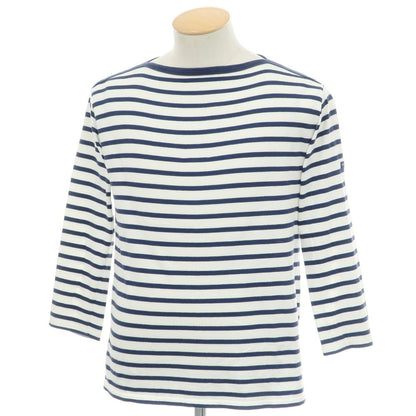 【中古】セントジェームス SAINT JAMES コットン ボーダー ボートネック 七分袖 Ｔシャツ ホワイトxネイビー【 3 】【 状態ランクC 】【 メンズ 】