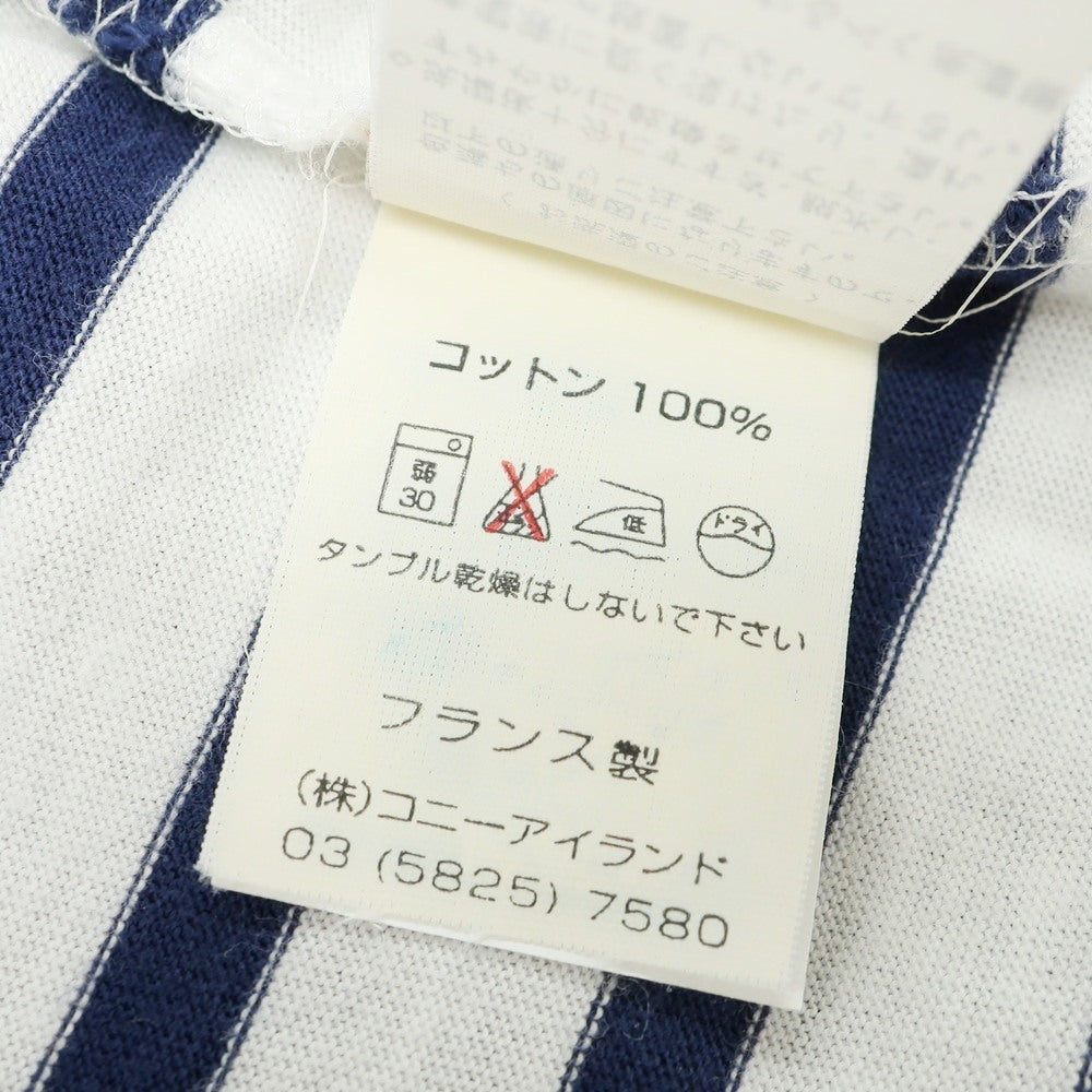 【中古】セントジェームス SAINT JAMES コットン ボーダー ボートネック 七分袖 長袖Ｔシャツ ホワイトxネイビー【サイズ3】【 状態ランクC 】【 メンズ 】 [DPD]