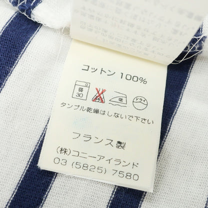 【中古】セントジェームス SAINT JAMES コットン ボーダー ボートネック 七分袖 Ｔシャツ ホワイトxネイビー【 3 】【 状態ランクC 】【 メンズ 】