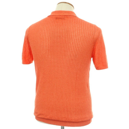 【中古】ロベルトコリーナ ROBERTO COLLINA リネンレーヨン スキッパー 半袖 ポロニット オレンジ系【 48 】【 状態ランクB 】【 メンズ 】
