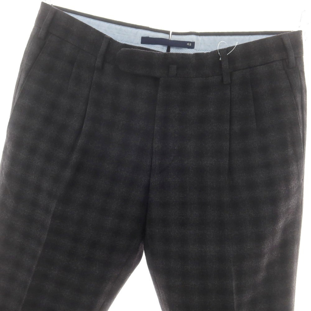 【中古】インコテックス INCOTEX ウール チェック ドレススラックスパンツ グレー【 48 】【 状態ランクD 】【 メンズ 】