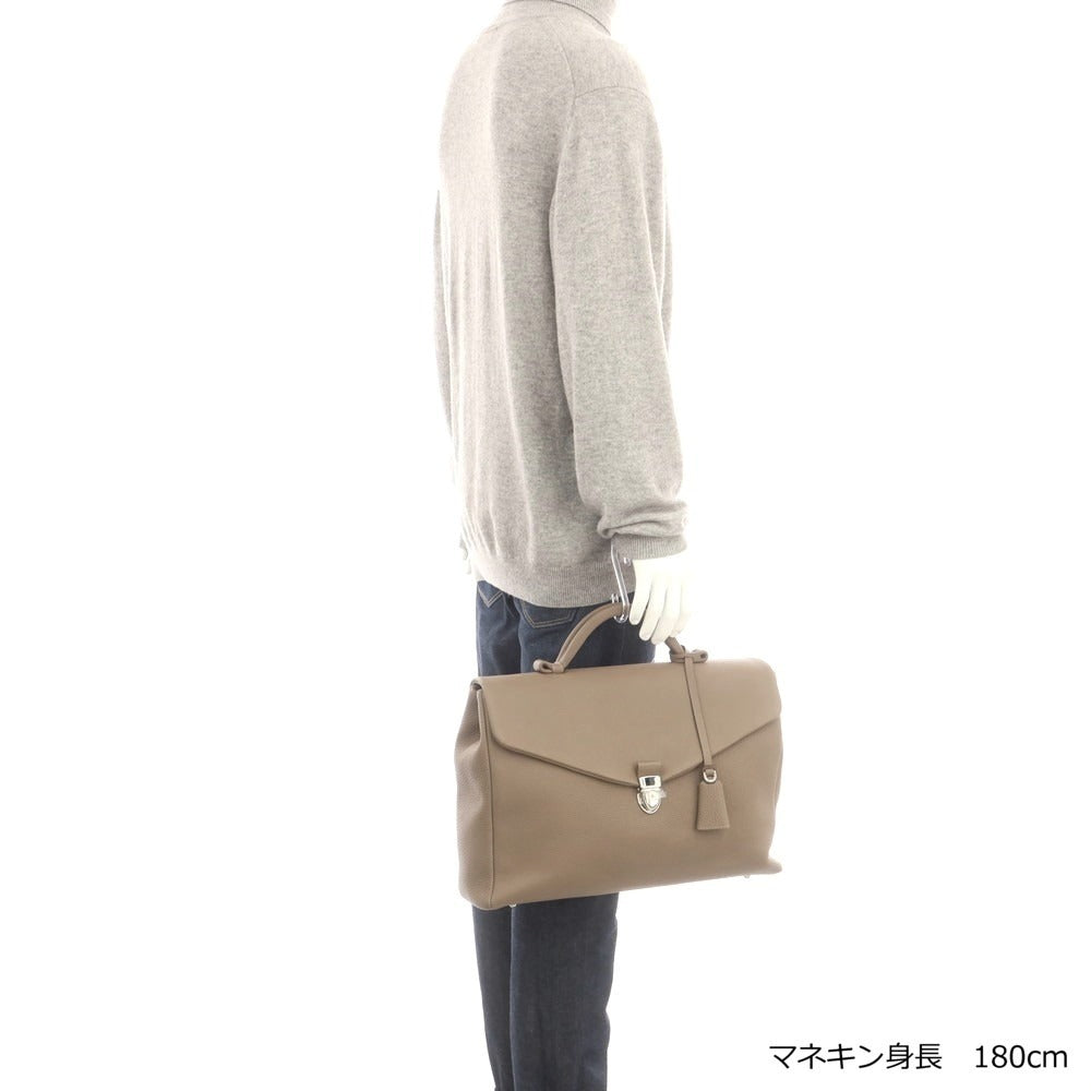 【中古】オオバセイホウ 大峽製鞄 レイロウ37 ミディアム シュリンクレザー ブリーフケース トープ系【 状態ランクA 】【 メンズ 】