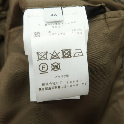 【中古】ピーティートリノ PT TORINO ウール チェック チェスターフィールドコート オリーブxネイビー【 46 】【 状態ランクB 】【 メンズ 】