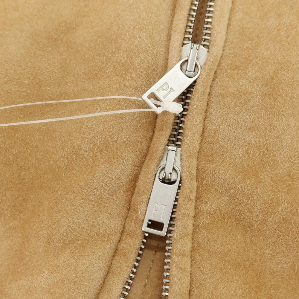 【中古】ピーティートリノ PT TORINO スエード 中綿 レザーブルゾン ベージュ【 48 】【 状態ランクC 】【 メンズ 】