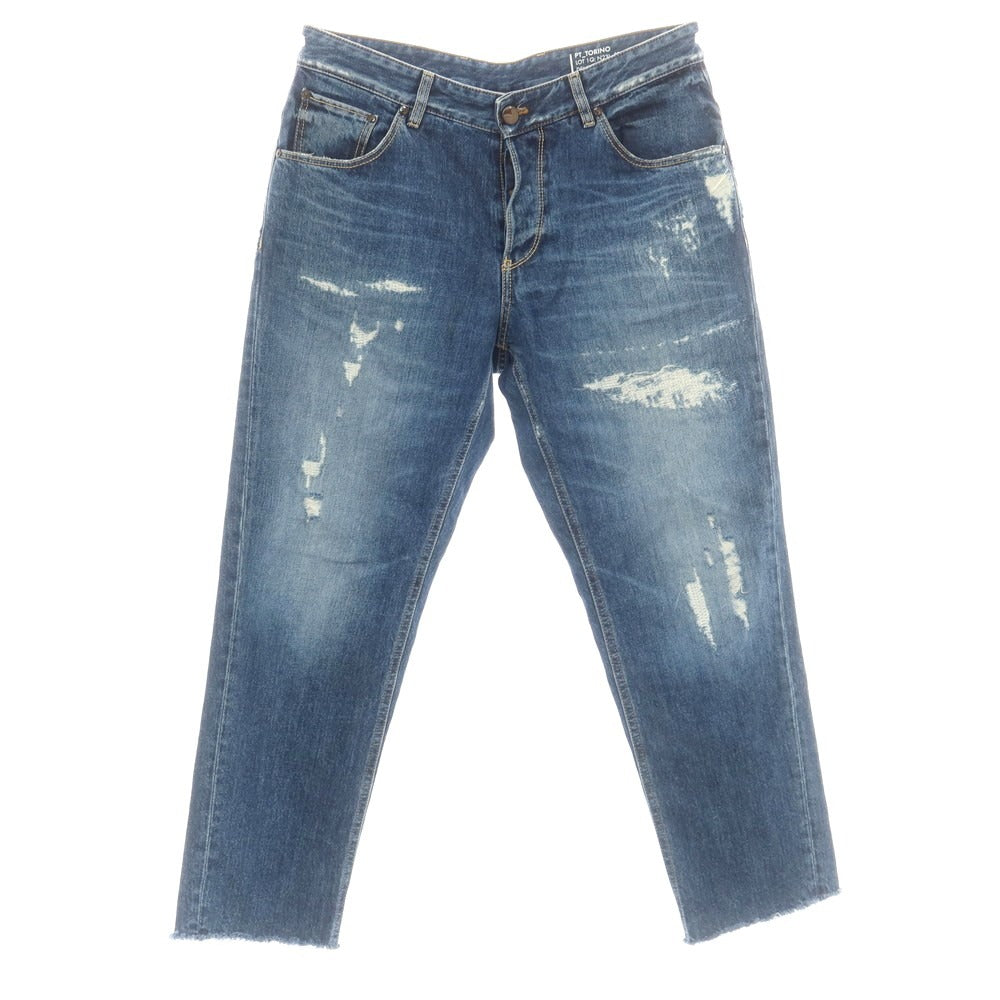 【中古】ピーティートリノ デニム PT TORINO DENIM THE REBEL リペア加工 デニムパンツ ジーンズ ダークブルー【 32 】【 状態ランクC 】【 メンズ 】