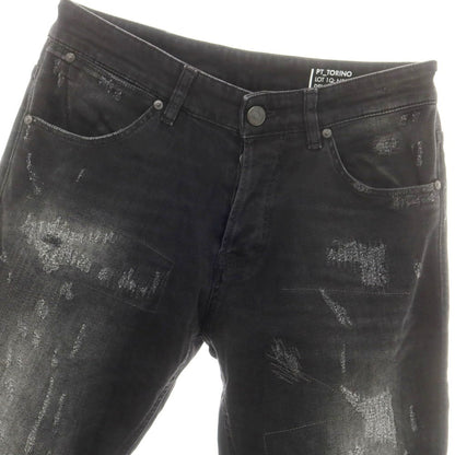 【中古】ピーティートリノ デニム PT TORINO DENIM REGGAE リペア加工 デニムパンツ ジーンズ ブラック【 32 】【 状態ランクB 】【 メンズ 】