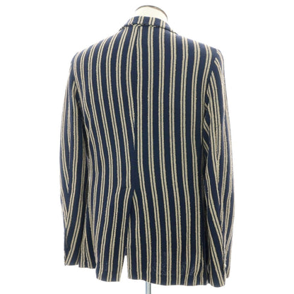 【中古】ジョン シープ John Sheep ジャージーコットン ストライプ カジュアルジャケット ネイビーxベージュ【 52 】【 状態ランクB 】【 メンズ 】
