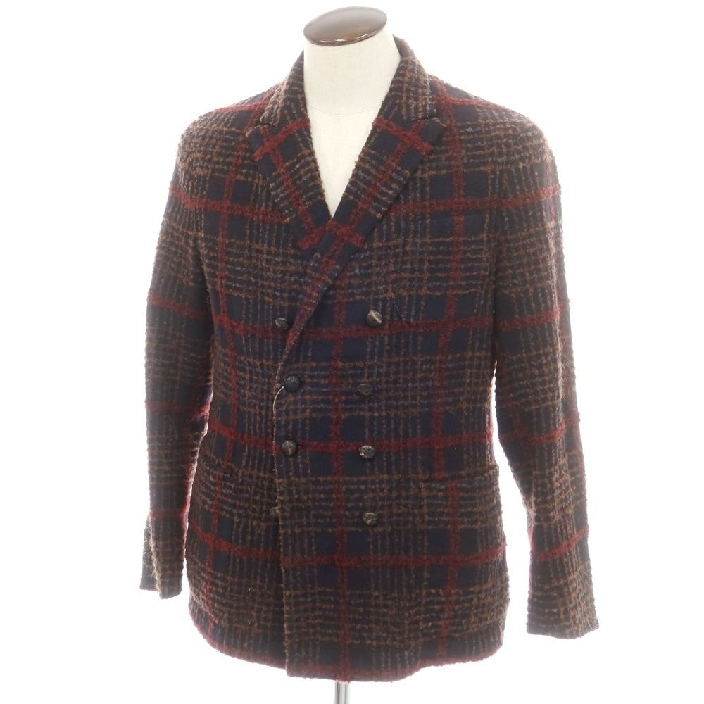 【中古】ザ ジジ THE GIGI ウールナイロンモヘヤ チェック ダブル8B カジュアルジャケット ネイビー【 52 】【 状態ランクB 】【 メンズ 】