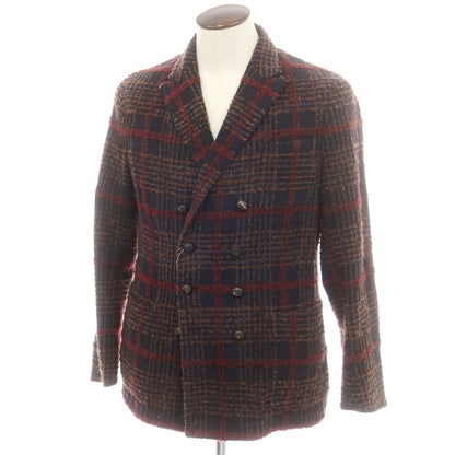 【中古】ザ ジジ THE GIGI ウールナイロンモヘヤ チェック ダブル8B カジュアルジャケット ネイビー【 52 】【 状態ランクB 】【 メンズ 】