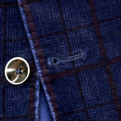 【中古】サンタニエッロ SANTANIELLO ストレッチ コットン チェック 2B カジュアルジャケット ネイビーxブラウン【 52 】【 状態ランクB 】【 メンズ 】