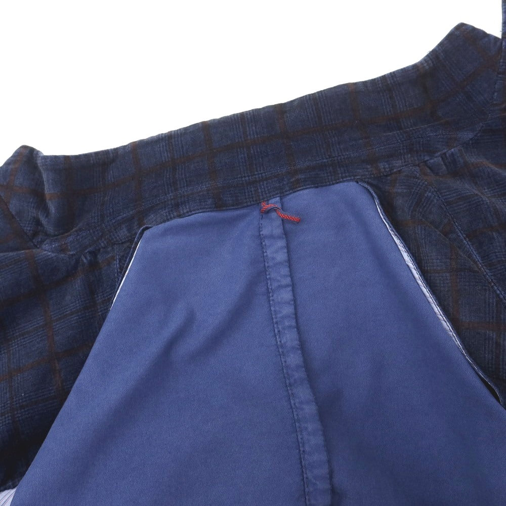 【中古】サンタニエッロ SANTANIELLO ストレッチ コットン チェック 2B カジュアルジャケット ネイビーxブラウン【 52 】【 状態ランクB 】【 メンズ 】